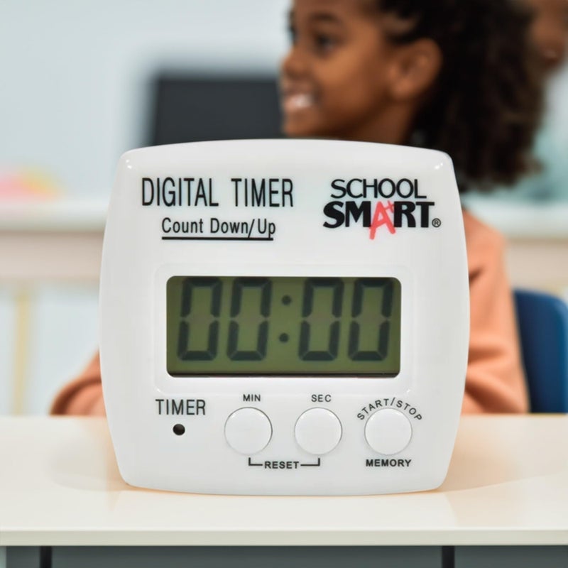 School Smart Count up/Count Down Timer, Digital, (1) AAA Battery, 2-3/4 in W X 2-3/4 in H X 1 in D, Assorted Color, Assorted Size - 084280 - Image 5